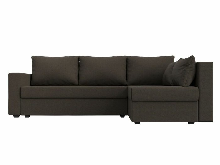 Угловой диван-кровать Мансберг темно-коричневого цвета правый угол - купить Угловые диваны по цене 39999.0