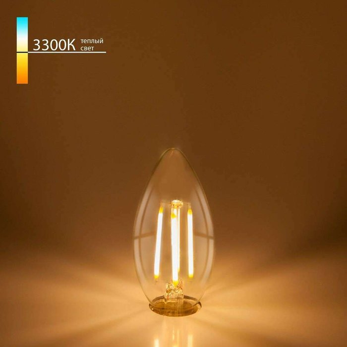 Филаментная светодиодная лампа C35 7W 3300K E14 (C35 прозрачный) BLE1411 формы свечи - купить Лампочки по цене 171.0