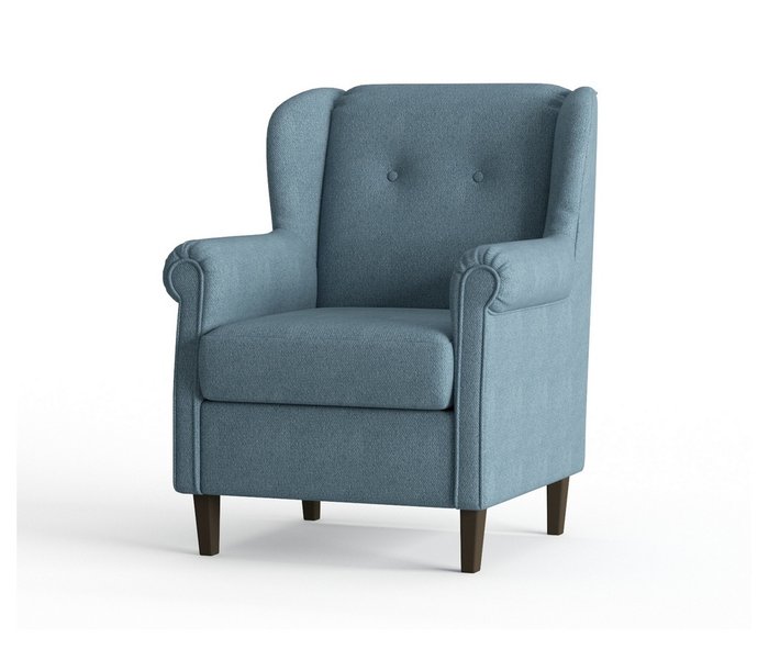 Кресло из велюра Леон светло-синего цвета