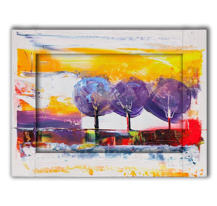 Картина с арт рамой Три дерева 60х80 бело-фиолетового цвета