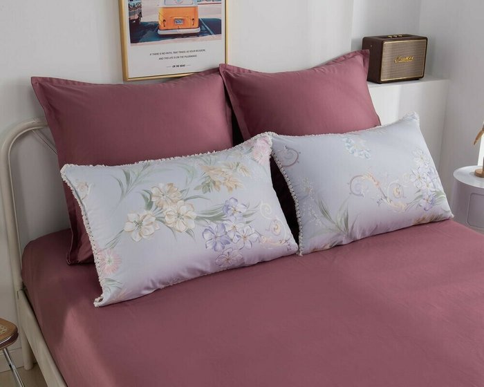 Комплект постельного белья Бернадетт №16 160х220 розово-голубого цвета - купить Комплекты по цене 13440.0