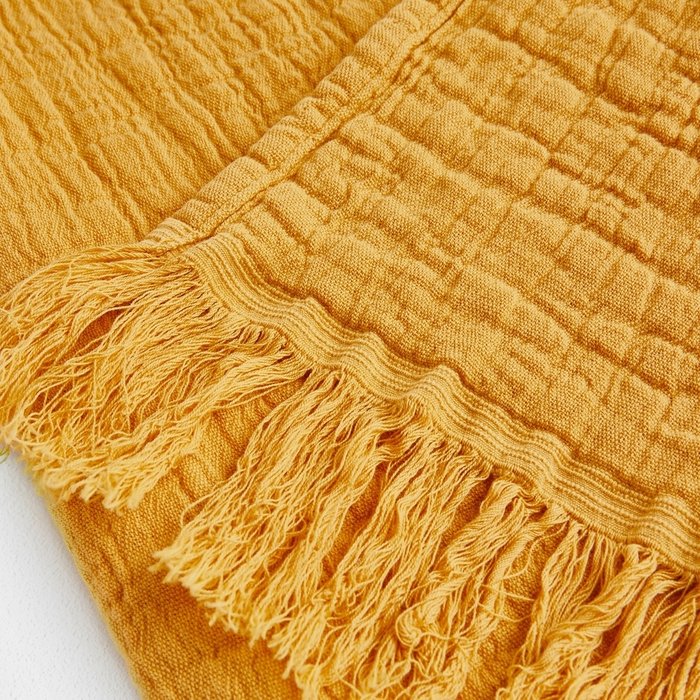 Плед из хлопчатобумажной газовой ткани Aska 130x180 желтого цвета - купить Пледы по цене 7864.0