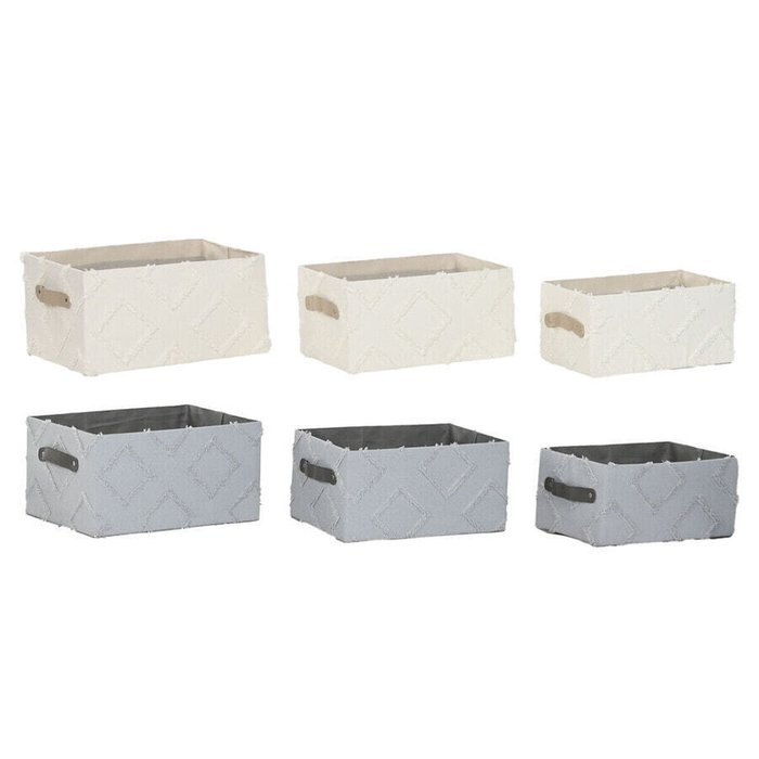 Плетеные корзины и коробки Набор корзин Home ESPRIT Серый Кремовый 35 x 25 x 18 cm (3 Предметы) (2 штук)