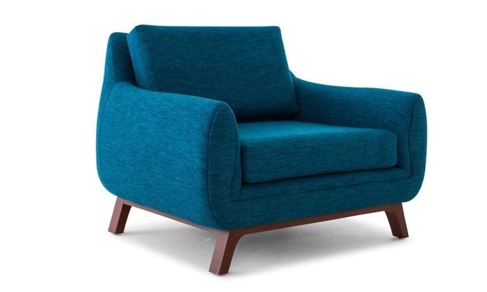 Кресло синего цвета на деревянных ножках - лучшие Интерьерные кресла в INMYROOM