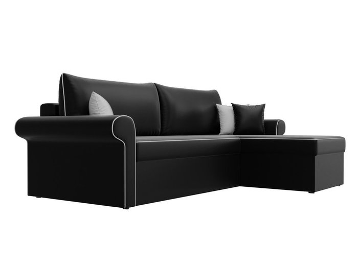 Угловой диван-кровать Милфорд черного цвета (экокожа) правый угол - лучшие Угловые диваны в INMYROOM