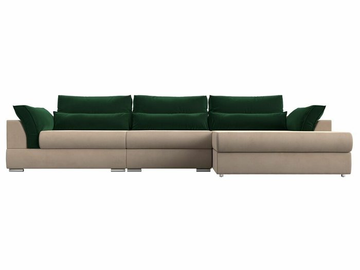 Угловой диван-кровать Пекин Long зелено-бежевого цвета угол правый - купить Угловые диваны по цене 112999.0