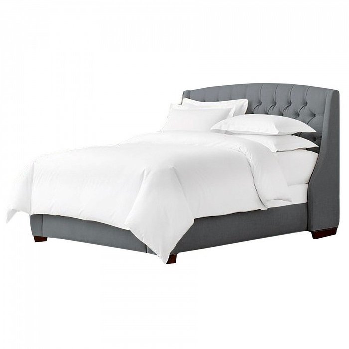 Кровать Hugo 160х200 с велюровой обивкой серого цвета