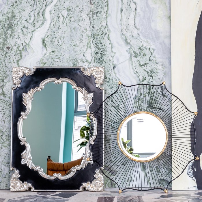 Настенное зеркало Алькасар с серебряной отделкой - лучшие Настенные зеркала в INMYROOM