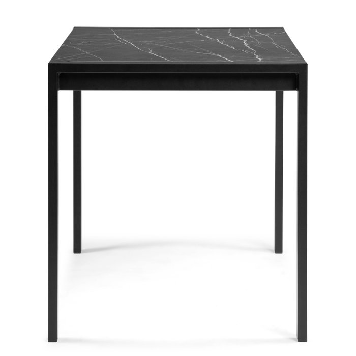Раздвижной обеденный стол Центавр черного цвета под мрамор - лучшие Обеденные столы в INMYROOM