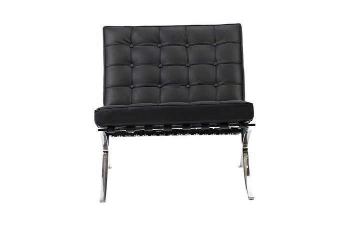 Кресло Barcelona Chair Чёрное Экокожа   - лучшие Интерьерные кресла в INMYROOM