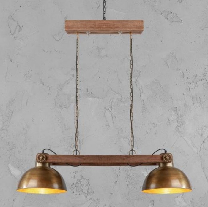 Подвесной светильник из металла и дерева  - купить Подвесные люстры по цене 15600.0