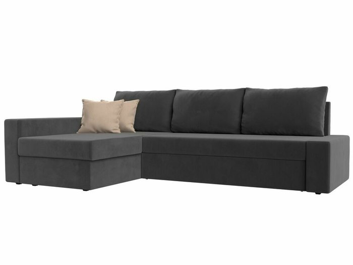 Угловой диван-кровать Версаль серого цвета левый угол