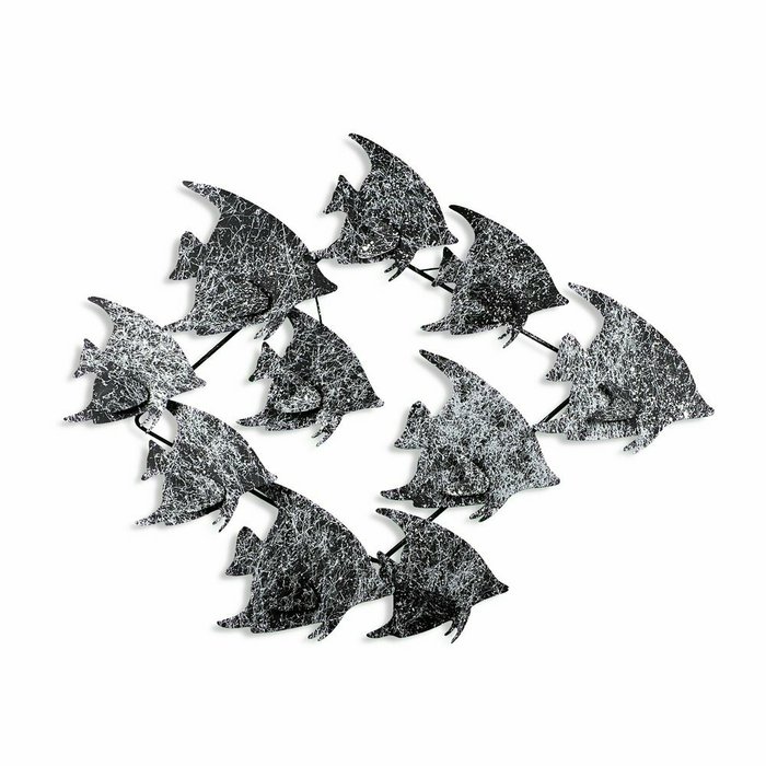 Настенный декор ручной работы Рыбы 47х55 из металла серо-черного цвета