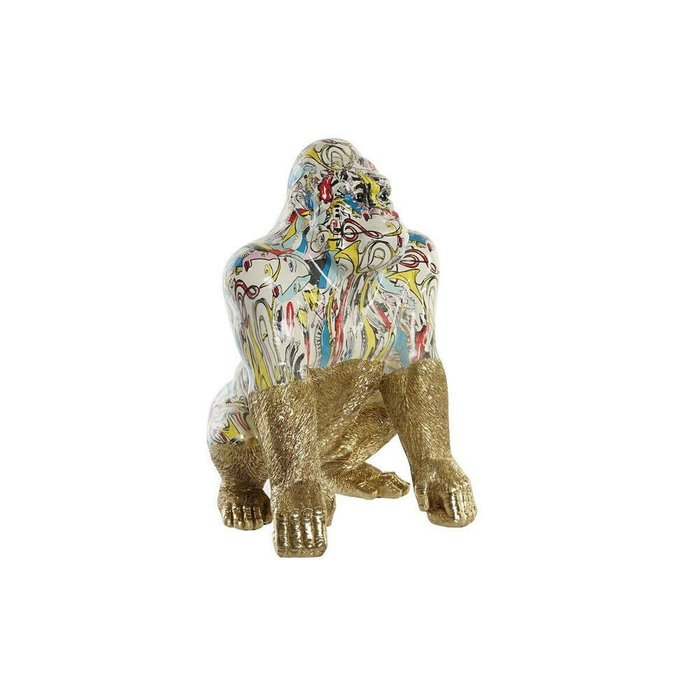 Декоративная фигура 28,5 x 26,5 x 41 cm Позолоченный Разноцветный Горилла