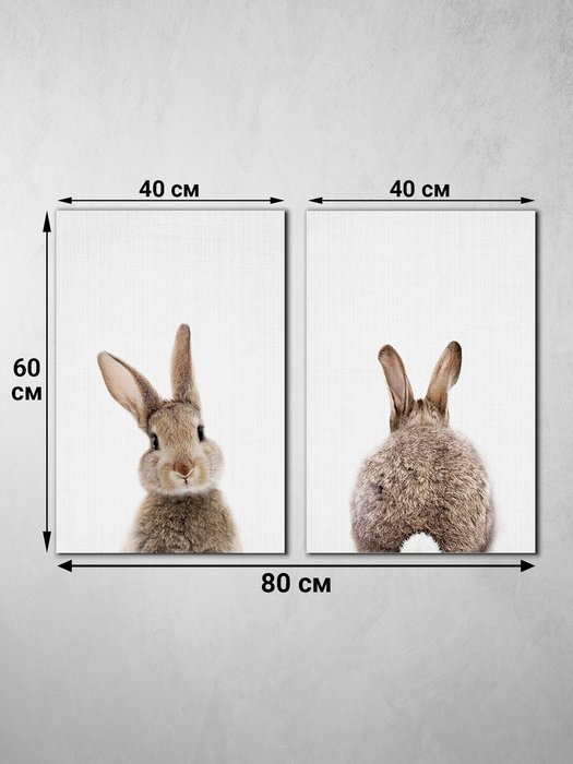 Набор из двух постеров Кролик-привет и пока 60х80 на холсте - лучшие Картины в INMYROOM