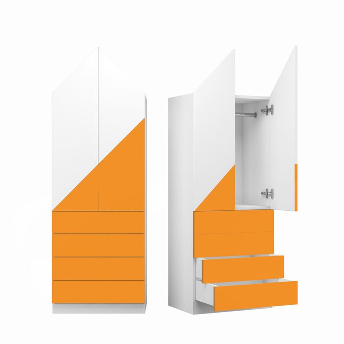 Шкаф Альпы оранжево-белого цвета с четырьмя ящиками