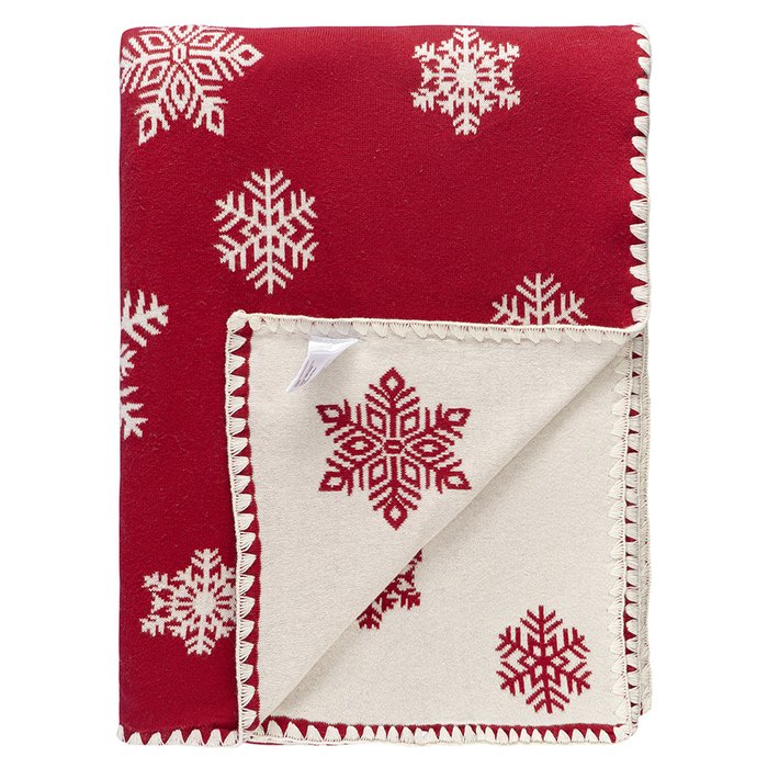 Плед Fluffy snowflakes 130х180 из хлопка с новогодним рисунком  - лучшие Декоративные подушки в INMYROOM