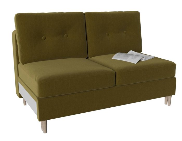 Модуль диван-кровать двухместный Белфаст оливкового цвета