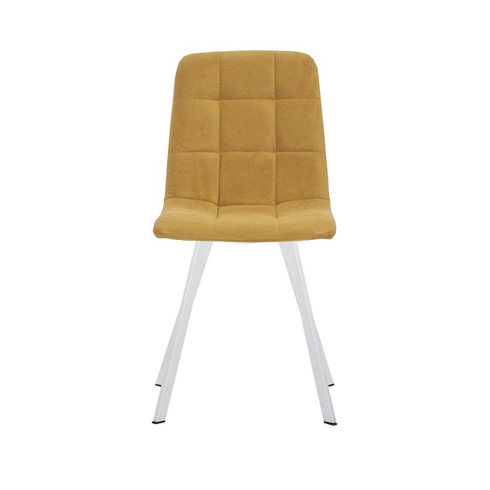 Стул Скай желтого цвета с белыми ножками  - купить Обеденные стулья по цене 5180.0
