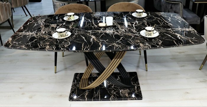 Стол обеденный Сфера цвета черный мрамор - лучшие Обеденные столы в INMYROOM