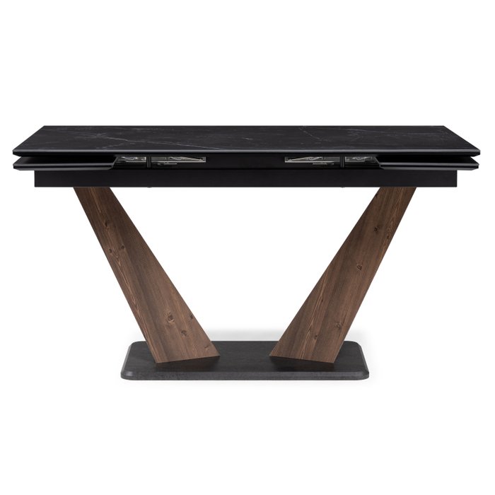 Раскладной обеденный стол Кели черно-коричневого цвета - купить Обеденные столы по цене 47890.0