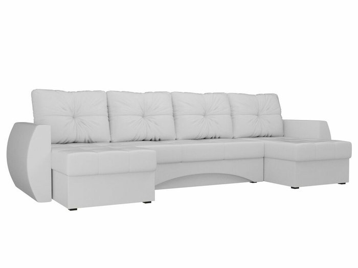Угловой диван-кровать Сатурн белого цвета (экокожа)