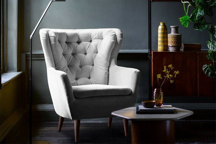 Кресло Дерби светло-серого цвета - купить Интерьерные кресла по цене 37700.0