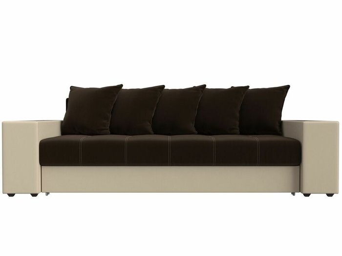 Прямой диван-кровать  Дубай коричнево-бежевого цвета (ткань/экокожа)  - купить Прямые диваны по цене 46999.0
