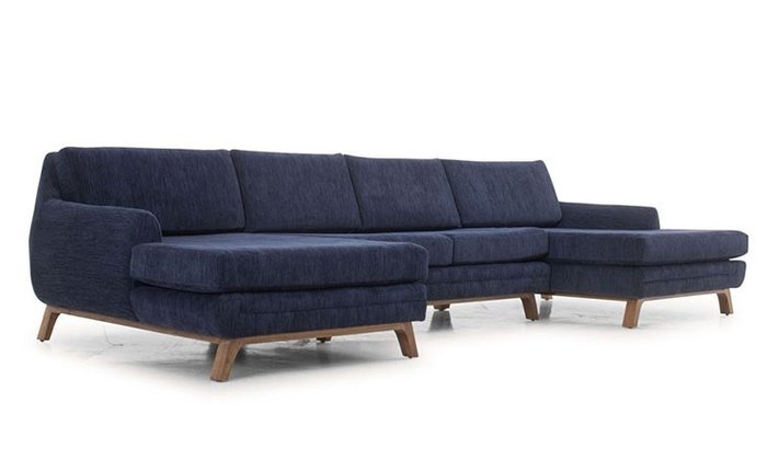Модульный угловой п-образный диван синего цвета - лучшие Угловые диваны в INMYROOM