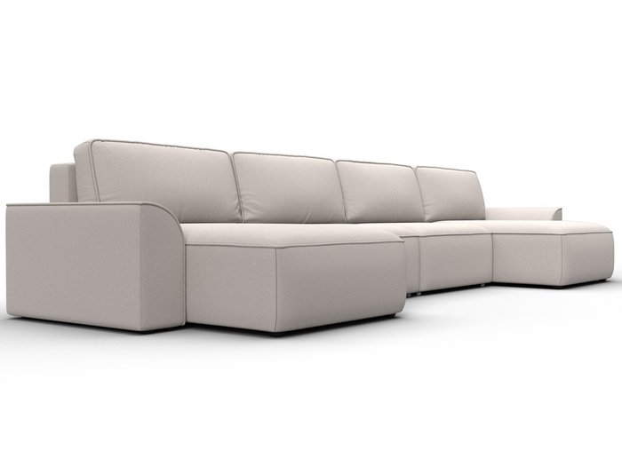 Угловой диван-кровать Лига-048 лонг светло-бежевого цвета (замша) - лучшие Угловые диваны в INMYROOM