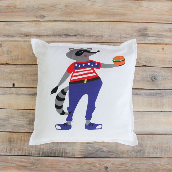 Подушка Mike the Raccoon из 100% хлопка Подушка Mike the Raccoon из 100% хлопка