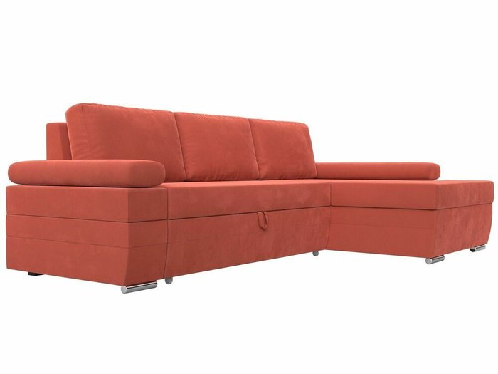Угловой диван-кровать Канкун кораллового цвета правый угол - лучшие Угловые диваны в INMYROOM