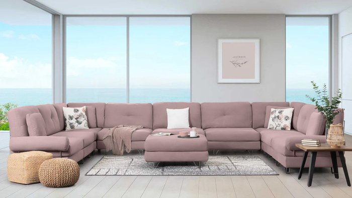 Диван Багамы п-образный темно-розового цвета - купить Угловые диваны по цене 313000.0