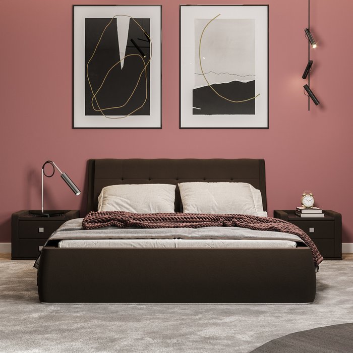 Кровать Гесиона 180х200 темно-коричневого цвета с подъемным механизмом 