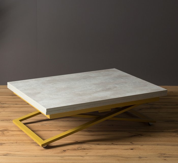Стол трансформер Compact цвета бетон на золотых опорах - купить Обеденные столы по цене 27490.0