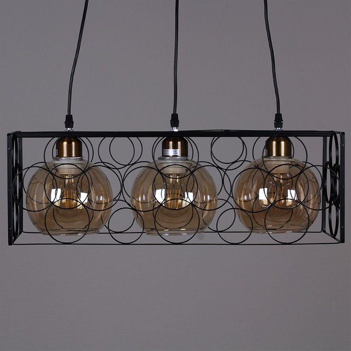 Подвесная люстра 04348-0.4-03 BK (стекло, цвет коричневый) - купить Подвесные люстры по цене 3940