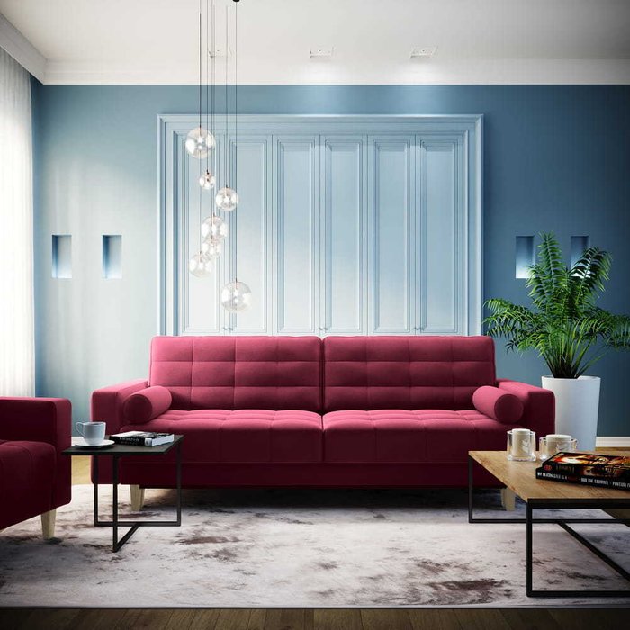 Диван-кровать Морган бордового цвета - купить Прямые диваны по цене 98100.0