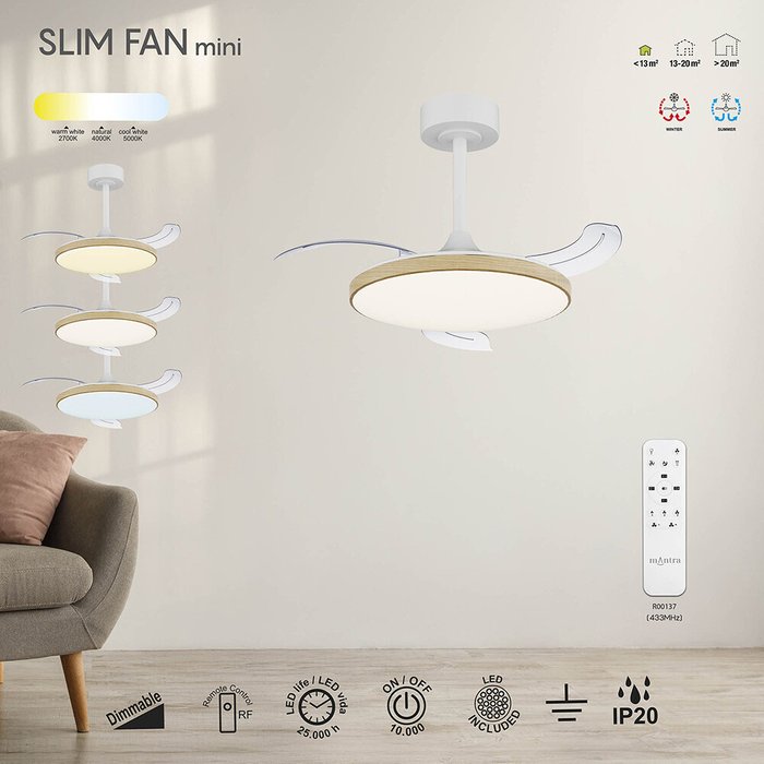 Светильник потолочный Mantra Slim Fan mini 9009 - лучшие Потолочные светильники в INMYROOM Светильник потолочный Mantra Slim Fan mini 9009 - лучшие Потолочные светильники в INMYROOM