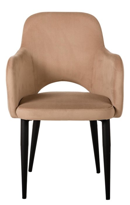 Стул-кресло Ledger бежевого цвета на черных ножках - лучшие Обеденные стулья в INMYROOM