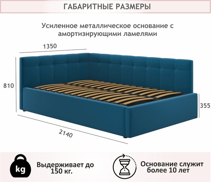 Кровать-тахта Bonna 120х200 синего цвета без подъемного механизма - лучшие Кровати для спальни в INMYROOM