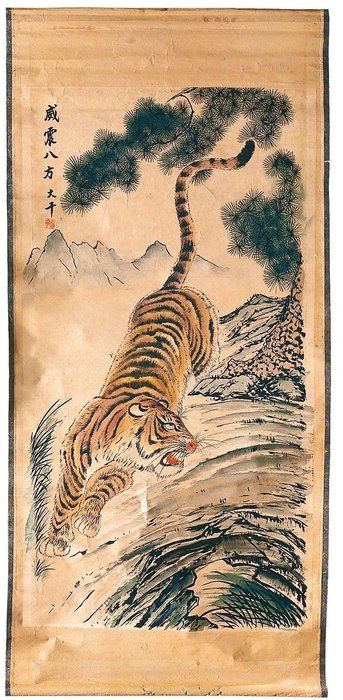 Панно Дикий тигр на пергаменте