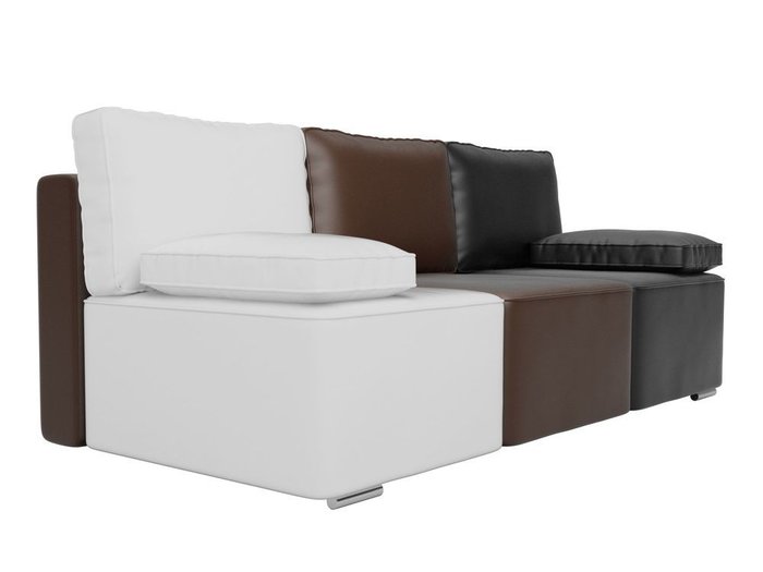 Прямой диван-кровать Радуга бело-черно-коричневого цвета (экокожа) - лучшие Прямые диваны в INMYROOM