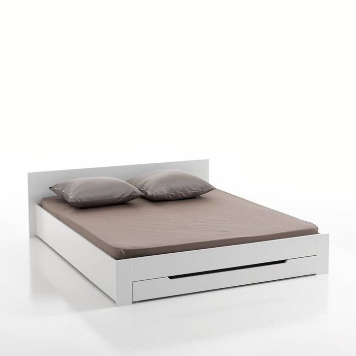 Кровать с кроватным основанием и ящиком Crawley 160x200 белого цвета - купить Кровати для спальни по цене 38880.0