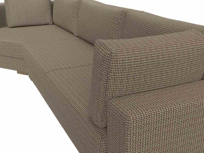 Угловой диван-кровать Лига 026 бежево-коричневого цвета левый угол - лучшие Угловые диваны в INMYROOM