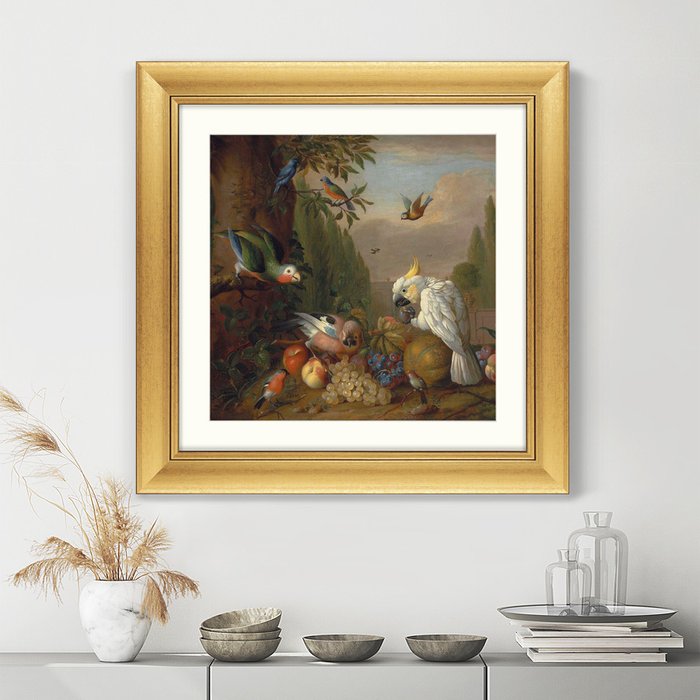 Репродукция картины A cockatoo a parrot a jay and other birds 1715 г. - лучшие Картины в INMYROOM
