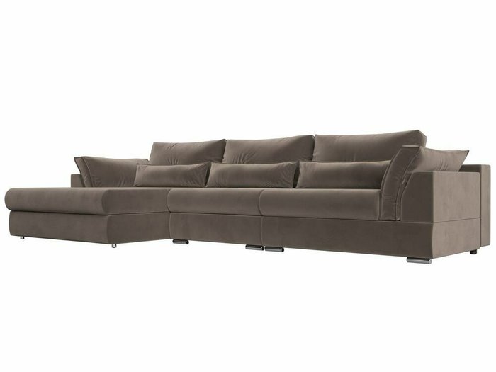 Угловой диван-кровать Пекин Long коричневого цвета угол левый