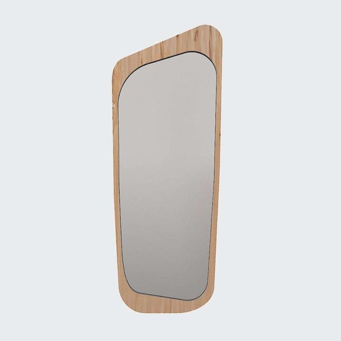 Зеркало настенное Woodi бежевого цвета со светло-серым кантом