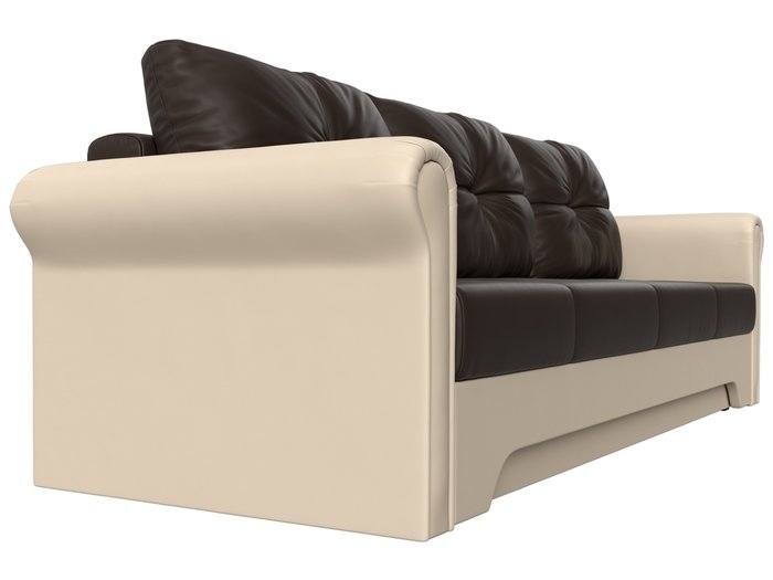 Прямой диван-кровать Европа коричнево-бежевого цвета (экокожа) - лучшие Прямые диваны в INMYROOM