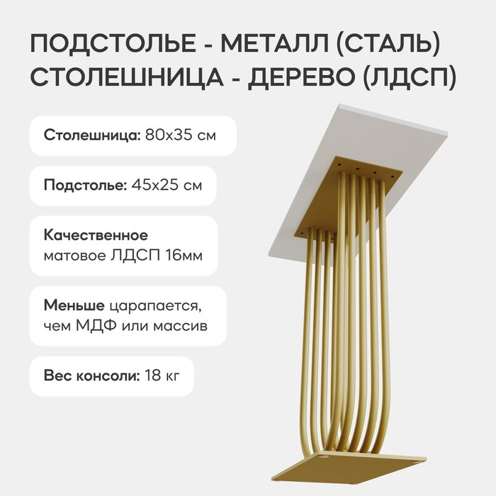 Консоль Arfeo 80 бело-золотого цвета - лучшие Консоли в INMYROOM