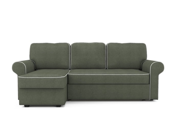 Угловой диван-кровать Tulon левый темно-зеленого цвета